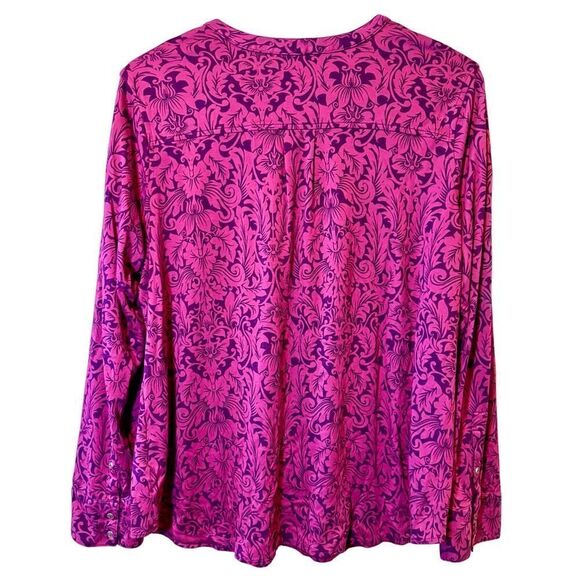 Lands’ End Long Sleeved Top Floral Blouse Size L - Picture 2 of 10